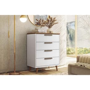 Cômoda De Quarto New Conect C/ 4 Gavetas Branco/jatoba - Santos Andirá