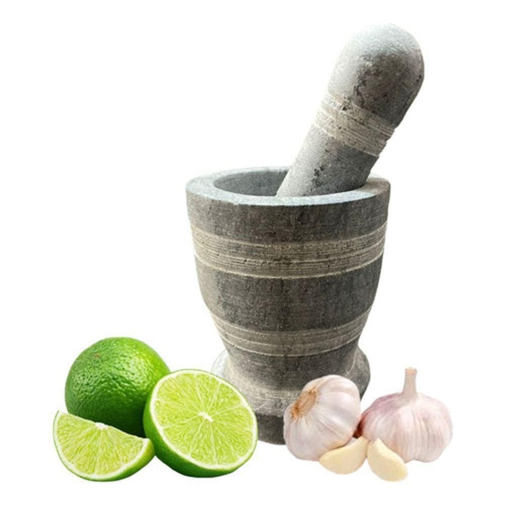 Pilão Com Base Decorado Pedra Sabão 13 Cm