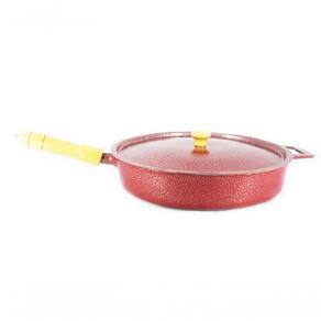 Frigideira Alumínio Craqueada Cabo De Madeira 28Cm Vermelho