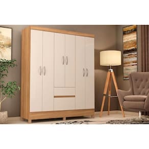 Guarda Roupa 6 Portas E 2 Gavetas Flash Ii Amêndola-Off White - Demóbile