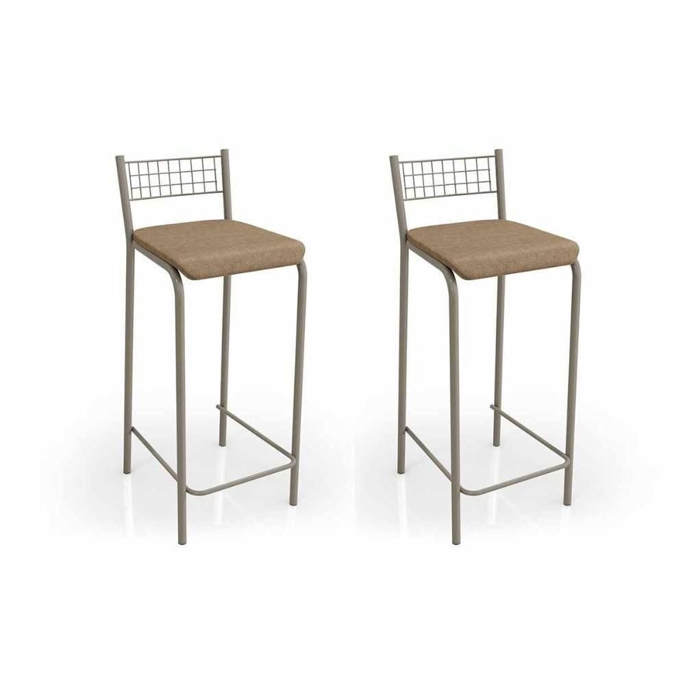 Kit 2 Banqueta De Cozinha Gênova B705nk Un Níquel/capuccino - Kappesberg