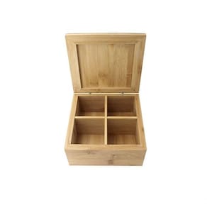 Caixa Quadrada Em Bambu Com 4 Divisórias 26824 - Dynasty