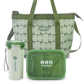 Conjunto De Bolsa Térmica Com Marmite E Garrafa Elementos Verde