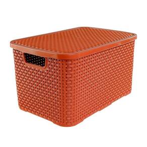 Caixa Organizadora Rattan Cesto Com Tampa 15 Litros Terracota