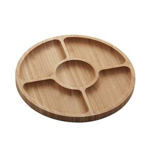 Petisqueira De Bambu Com 5 Divisórias 30cm Redonda