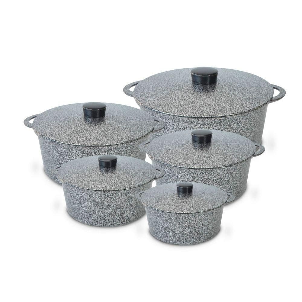 Panela Fundida Alumínio Batido Caçarolas 5 Peças Tampa Fundida - Craqueado