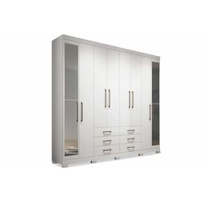 Guarda Roupa Casal 8 Portas E 6 Gavetas C/ Espelho E Pés Master 8.6 Branco - Santos Andirá
