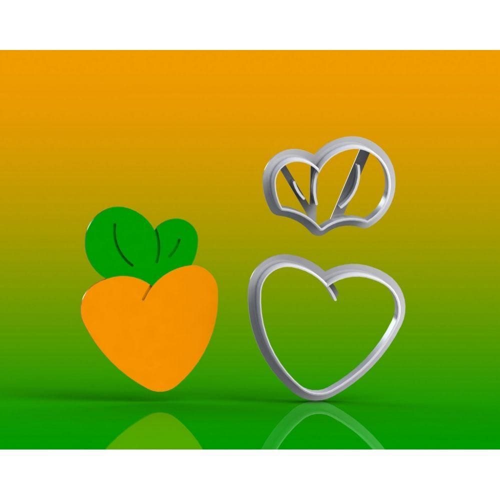 Cortador Páscoa - Cenoura Coração Modular Tamanho 12 Cm