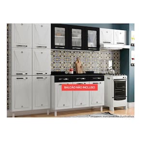 Cozinha Compacta Star New 3 Peças (2 Armários + 1 Paneleiro) Cpt106 Branco/Preto - Telasul