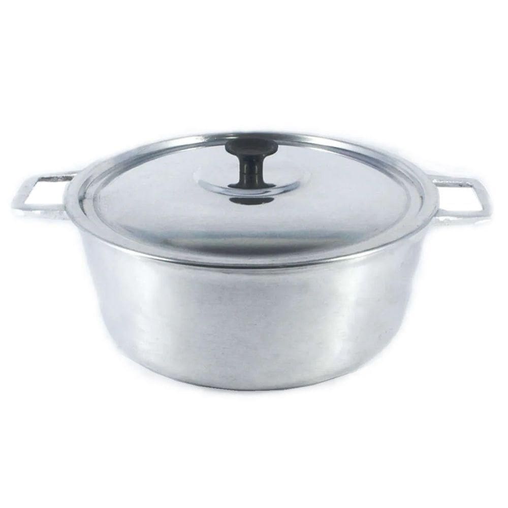 Caçarola Panela Polida Alça Alumínio Fundido Com Tampa 50Cm
