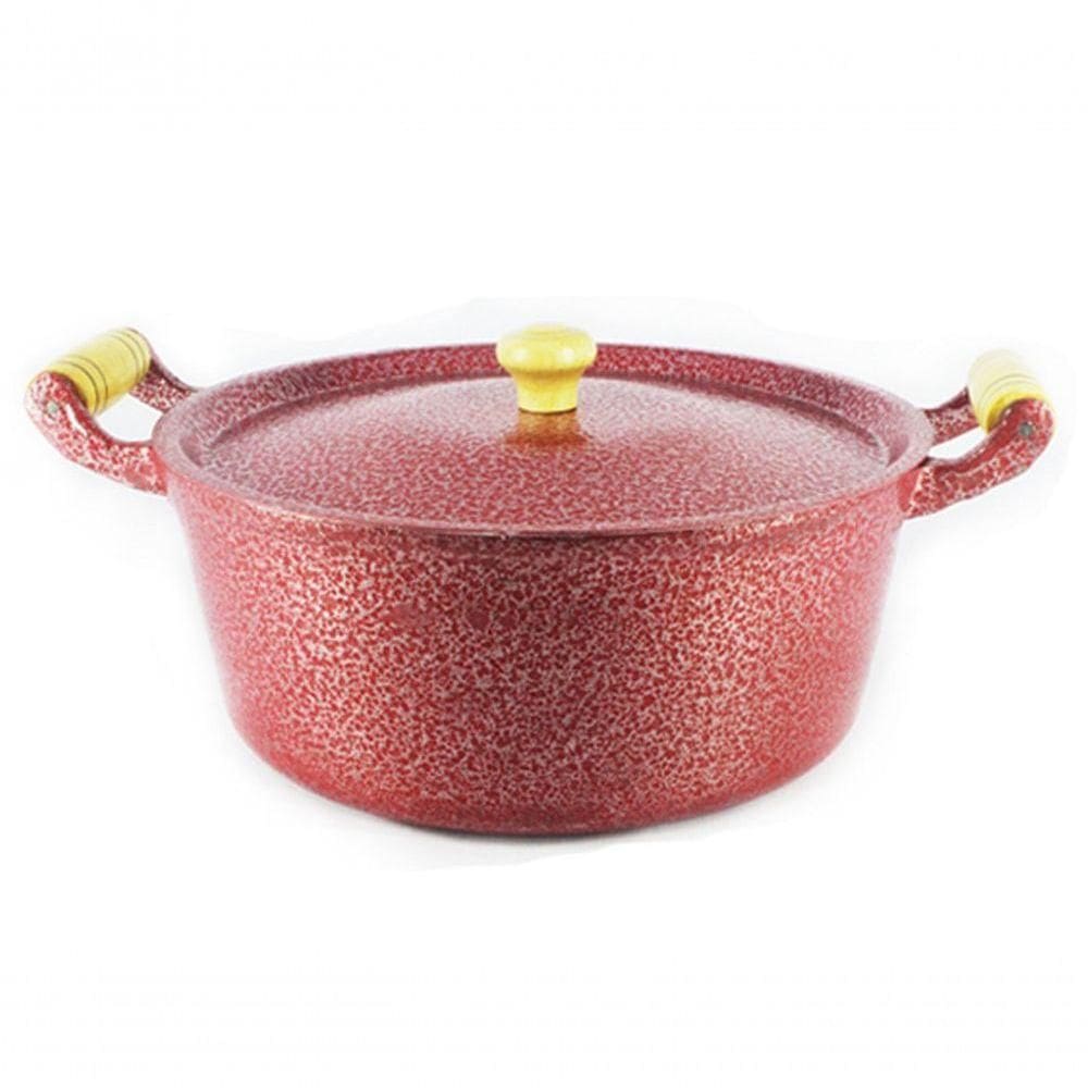 Caçarola Panela Reta Craqueada De Alumínio 40Cm Vermelho