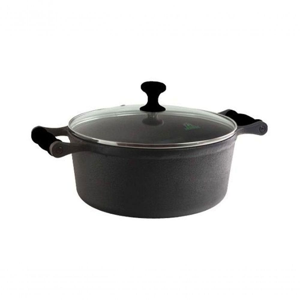 Caçarola Ferro Alça Silicone Preto Tampa Vidro 1,7 Lts 18Cm