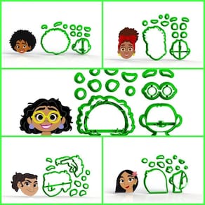 Cortador Encanto - Kit 5 Personagens Modulares 5 Cm