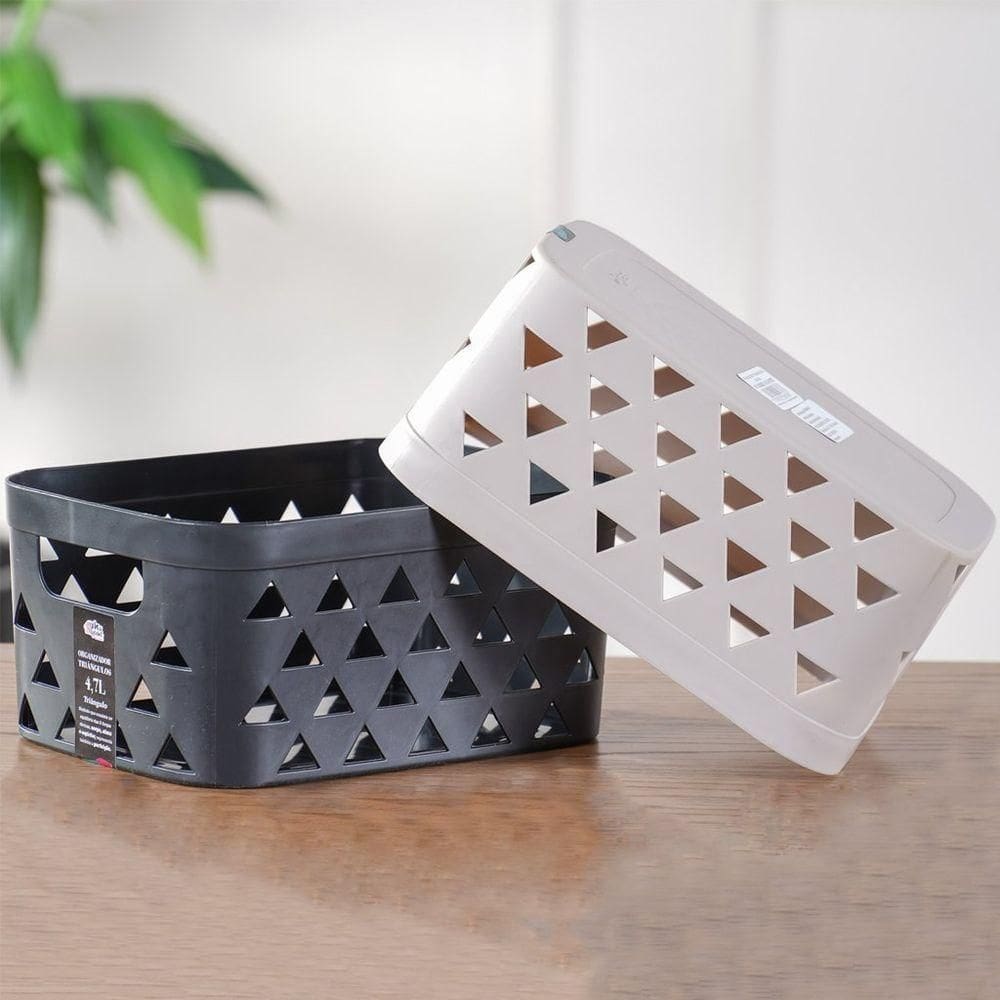 Caixa Organizadora Triângulos 4,7l Preto