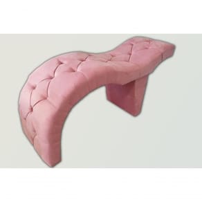 Maca De Atendimento Rosa Curva 60 Cm De Largura Tecido Suede