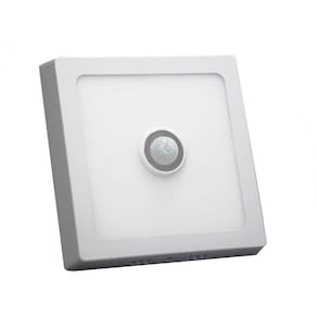 Painel Led Sobrepor 12w Quadrada Branco Quente 3000k Com Sensor De Presença