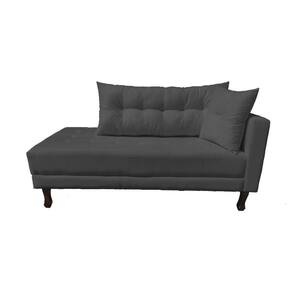 Divã Recamier Troya 1,60 Cm Lado Direito Suede Grafite