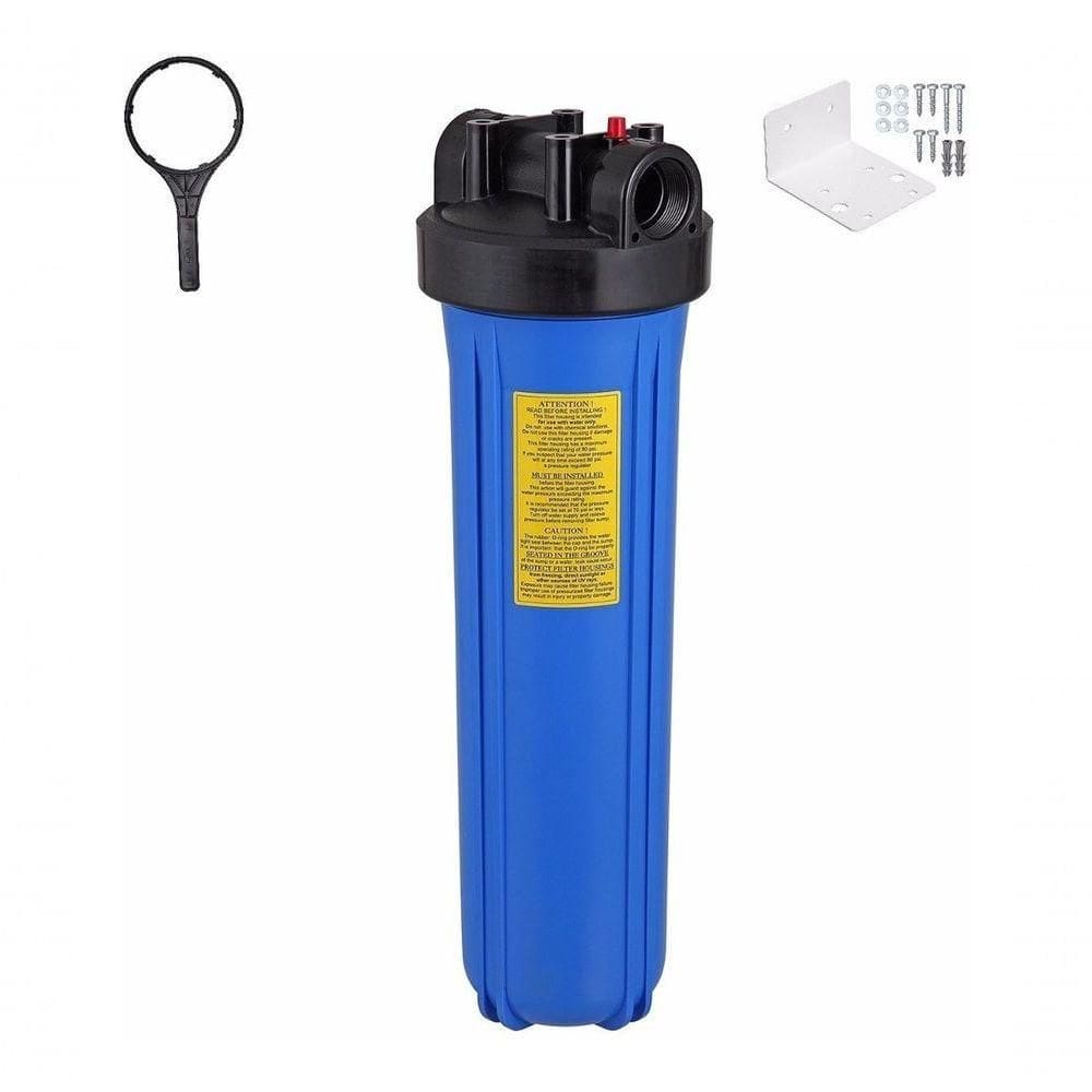 Kit Carcaça Filtro Big Blue Bbi 20 X 4,5 Com Chave E Suporte Cor Azul Rosca 1”
