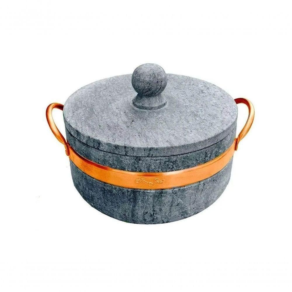 Panela Caçarola De Pedra Sabão Com Alça De Cobre 0,8 Litros