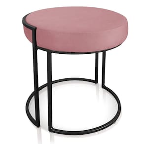Puff Love Suede Rose Base Industrial Preto D´rossi