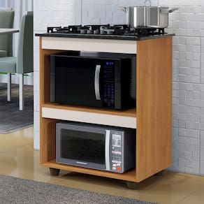 Balcão Para Cooktop 4 Bocas Turim Kaiki Móveis Nature/off White