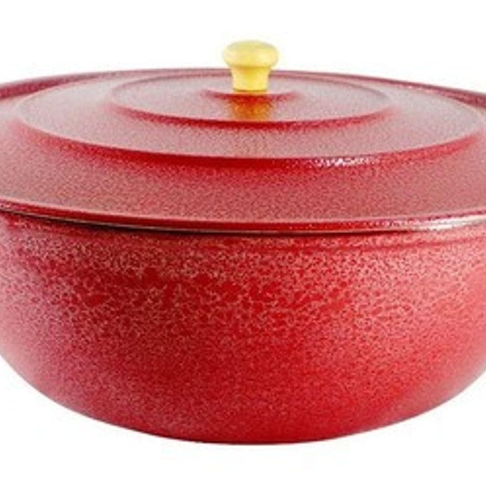 Tacho Restaurante Alça De Alumínio Fundido Craqueado Preto 32Cm Cor Vermelho