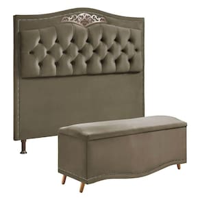 Conjunto Cabeceira E Calçadeira Holanda 195 Cm Marrom Castor Speciale Home Marrom