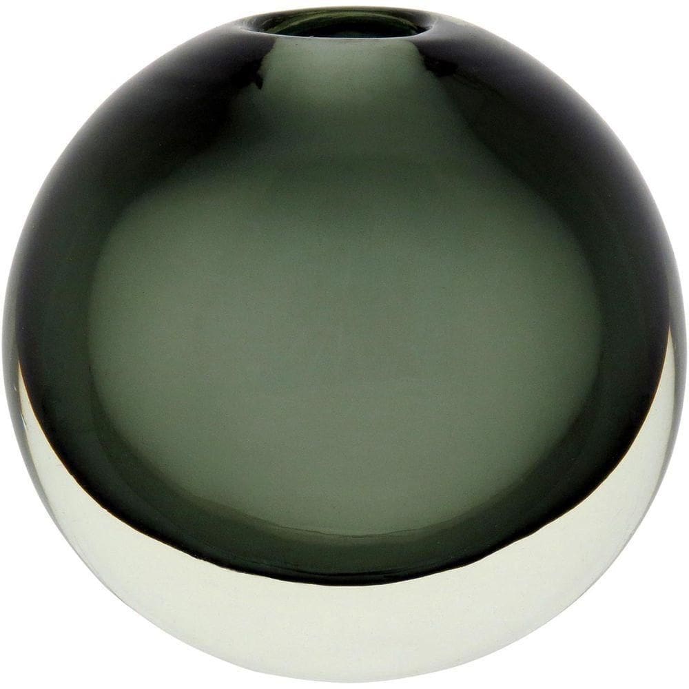 Vaso 14X15X10Cm Vidro Cinza