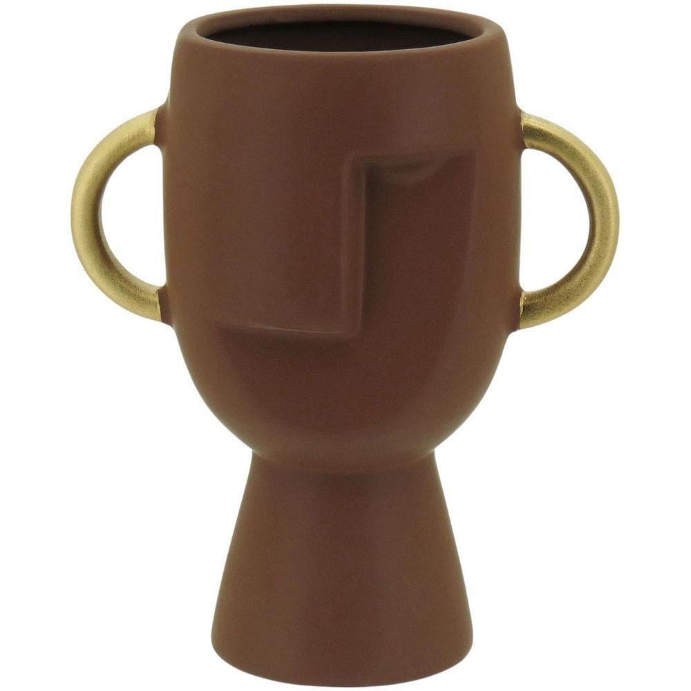 Pasco Vaso 18X15X9Cm Cerâmica Marrom