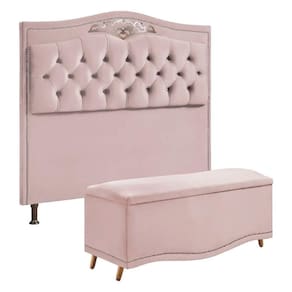 Conjunto Cabeceira E Calçadeira Holanda 140 Cm Luxor Rosê Speciale Home Rose