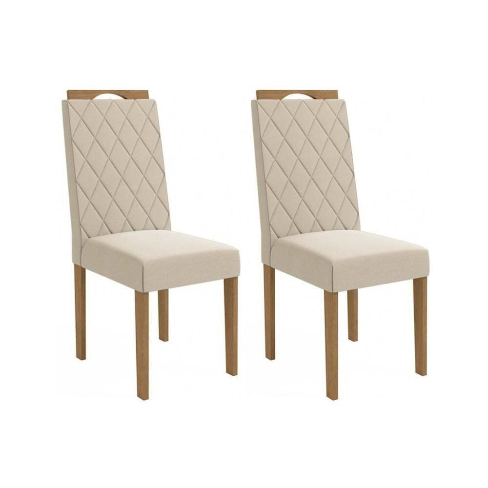 Cadeira Sala De Jantar 2cad152 Kit 2 Un Freijo-linho Areia A052 - Kappesberg
