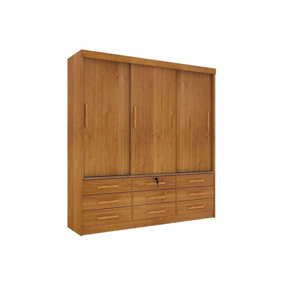 Guarda Roupa Casal Chicago 3 Portas 9 Gavetas S/Espelho Tcil Cinamomo