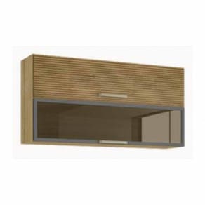 Armário Ametista 2 Portas 1 Vidro Basc 120Cm Freijo Ripado