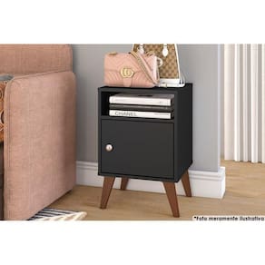 Mesa Cabeceira Rt3145 C/ 1 Porta Preto - Movelbento