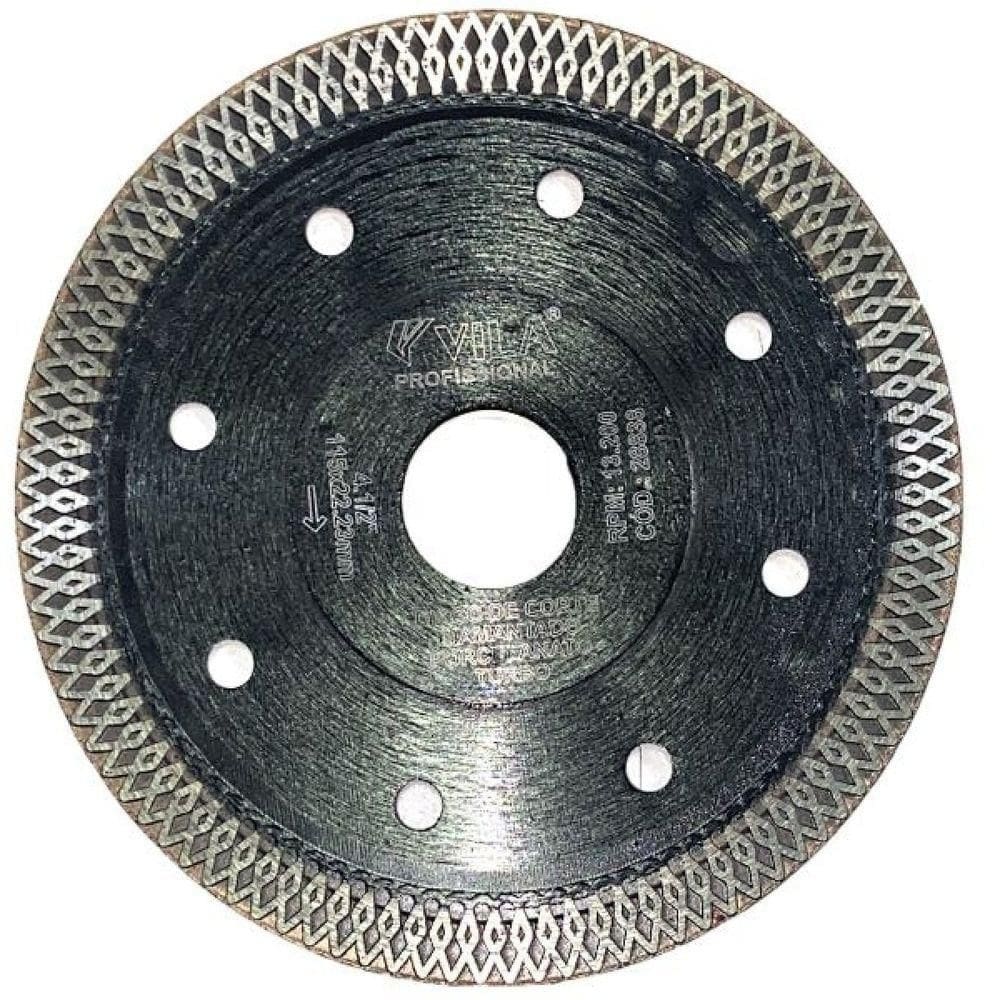 Disco De Corte Diamantado Porcelanato Turbo 115x22mm - Vila