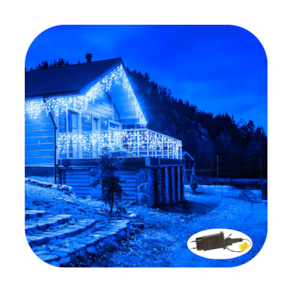 Cascata 300 Led 10 Funções Prova D`água Azul 31v Bivolt Fio Branco 6m Uso Externo Natal