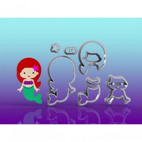 Cortador Pequena Sereia Ariel Cute Modular Mod 2 7 Cm