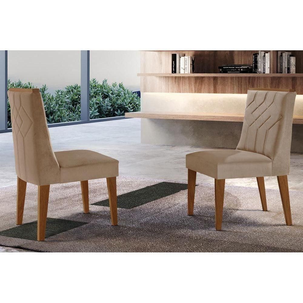Cadeira Sala De Jantar Nevada Kit 2 Un Mdf Imbuia/veludo Capuccino