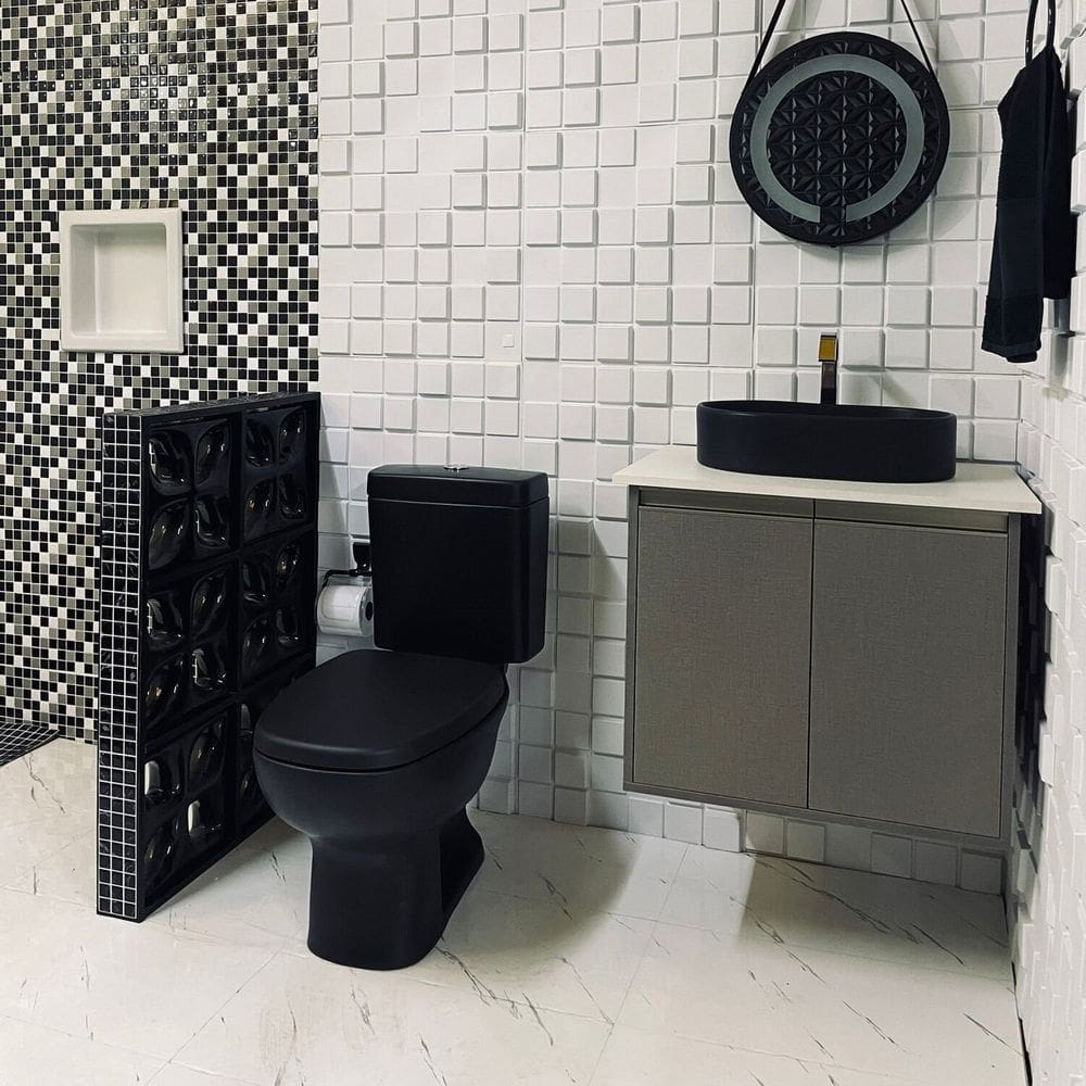Kit Vaso Sanitário Monaco com Caixa Acoplada Preto