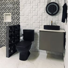 Kit Vaso Sanitário Monaco com Caixa Acoplada Preto