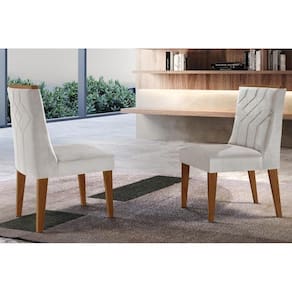 Cadeira Sala De Jantar Nevada Kit 2 Un Mdf Imbuia/veludo Perola