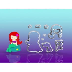 Cortador Pequena Sereia Ariel Cute Modular 7 Cm