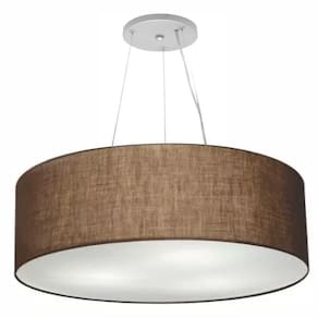 Lustre Pendente Cilíndrico Cúpula Em Tecido 100X30Cm Café Bivolt