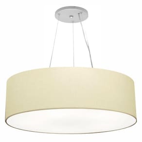 Lustre Pendente Cilíndrico Cúpula Em Tecido 100X30Cm Algodão Crú Bivolt