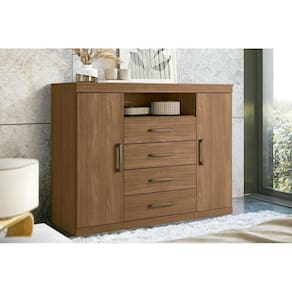 Cômoda De Quarto Master C/ 2 Portas 1 Nicho E 4 Gavetas Jatoba - Santos Andirá