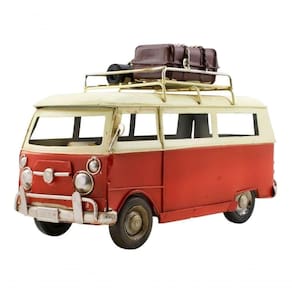 Kombi Vermelho Com Bagagens 25cm Estilo Retrô - Vintage