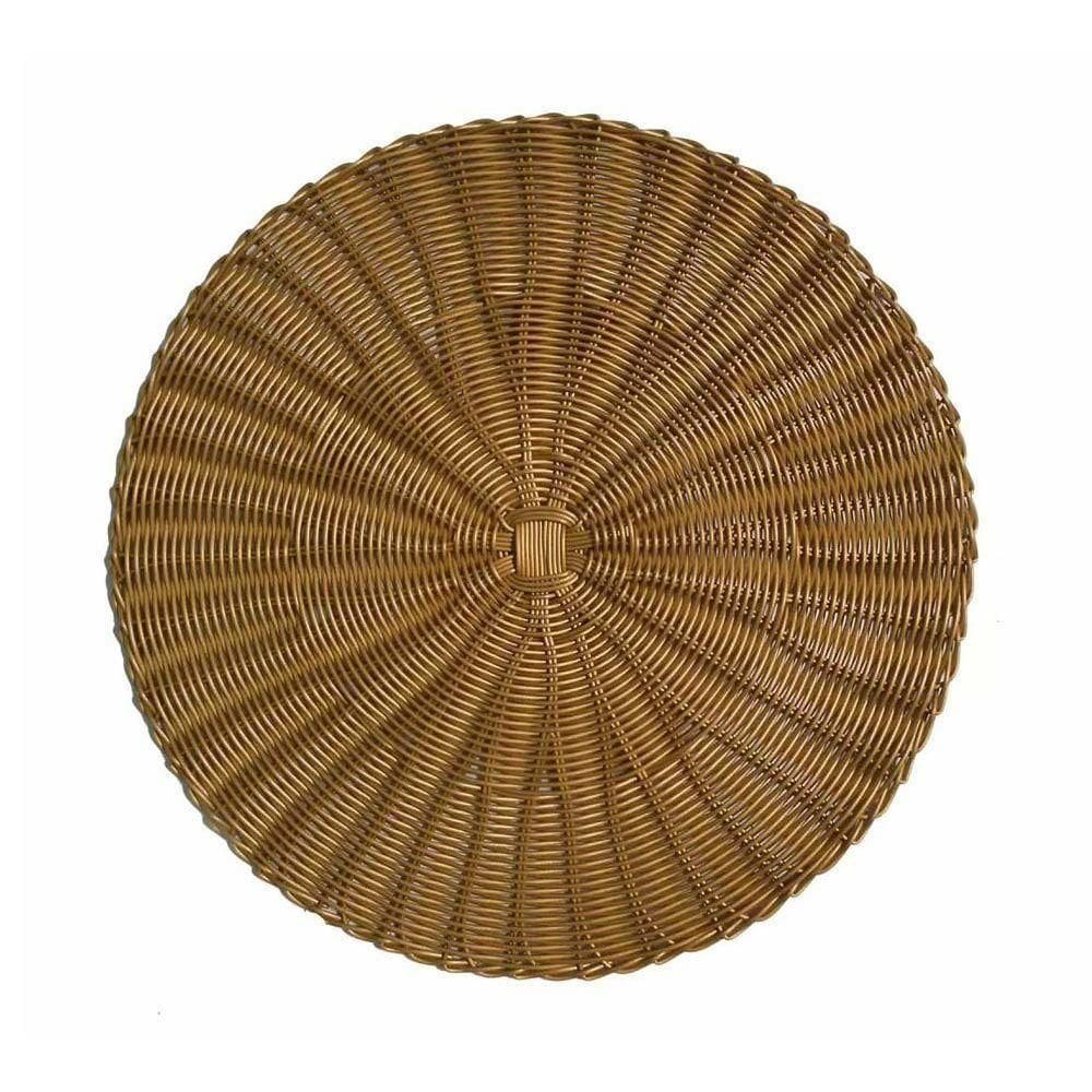 Sousplat De Plástico Redondo Dourado Btc 38 Cm