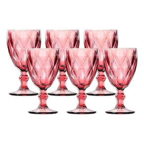 Jogo 6 Taças De Vidro Diamond Diamante Rosa Lilás 300ml água Class Home
