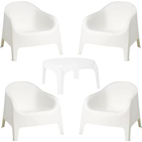 Conjunto 4 Poltronas Skarpo + Mesa Puket Área Externa Piscina e Jardim
