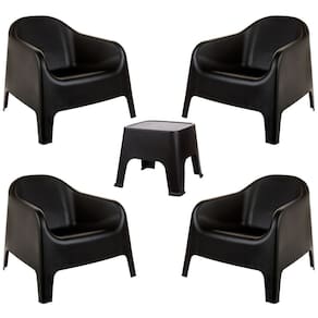 Conjunto 4 Poltronas Skarpo + Mesa Sunset Jardim Piscina